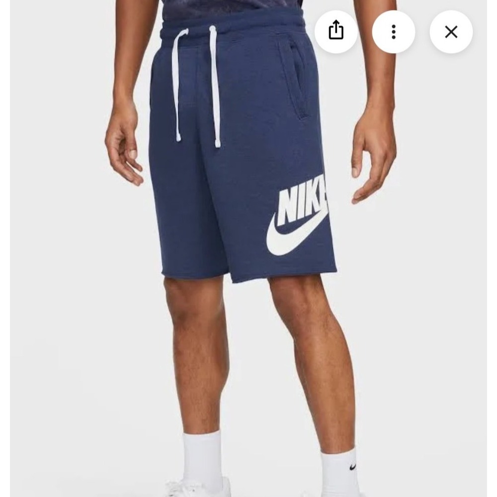 Nike Shorts Mens Medium M Navy Club Alumni French Terry Athletic Drawstring Gym